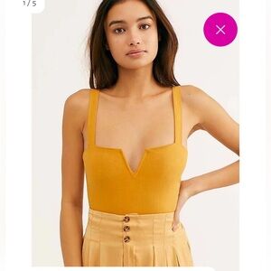 Free People Pippa bodysuit Honey Ginger Pippa V-Wire Small Intimately Free